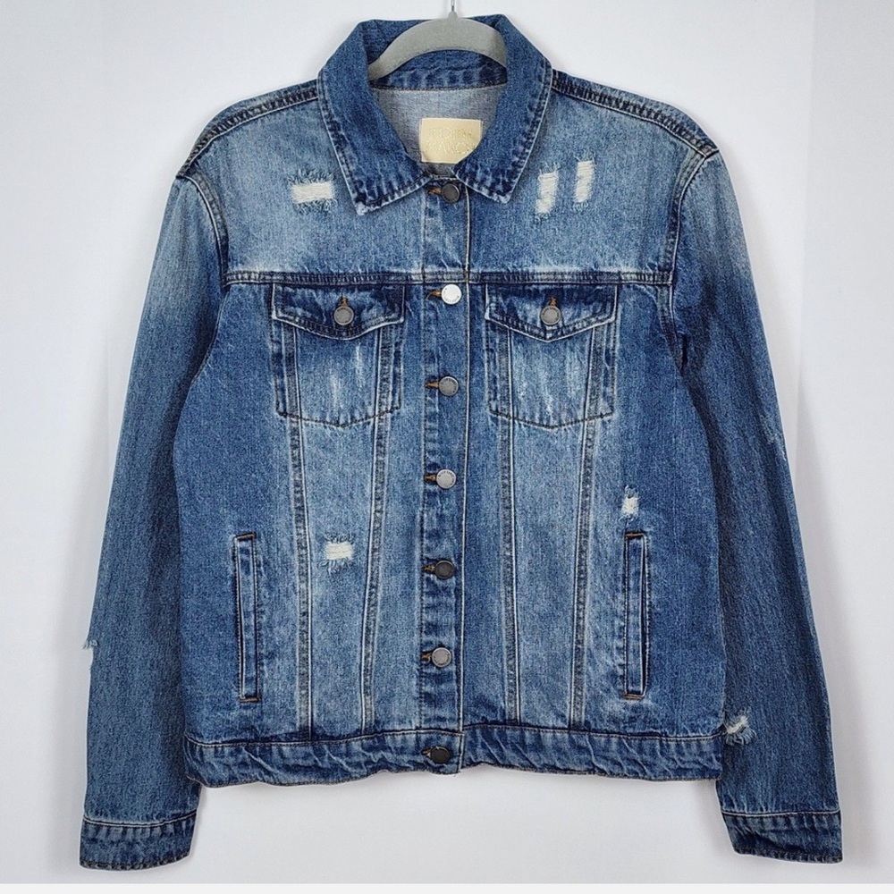 Judith March Distressed Blue Denim “Mama” Beaded Jacket *Rare sequin edition*